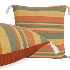 Heart Home Cushion Cover|Sofa Cushion Covers|Strips Print with Cornor Tassels Sitting Cushion Cover|Polyester Cushion Filler|16x16 Inch|Set of 5 (Multicolor)