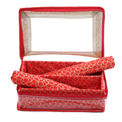 Kuber Industries Brocade Hardboard Two Rod Bangle Box (Red) - CTKTC022885