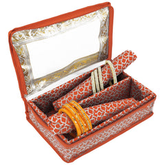 Heart Home Multipurpose Feather Design Laminated 2 Rod Bangle Box/Organizer/Case With Tranasparent Top - Pack of 2 (Orange)-47HH0151