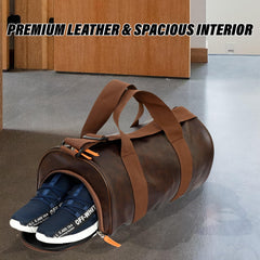 Heart Home Gym Bag|Leather Gym Bag for Man|Sports Gym Bag|Fitness Bag|Gym Bag with Adjustable Strap|Shoe Compartment Gym Bags|Brown