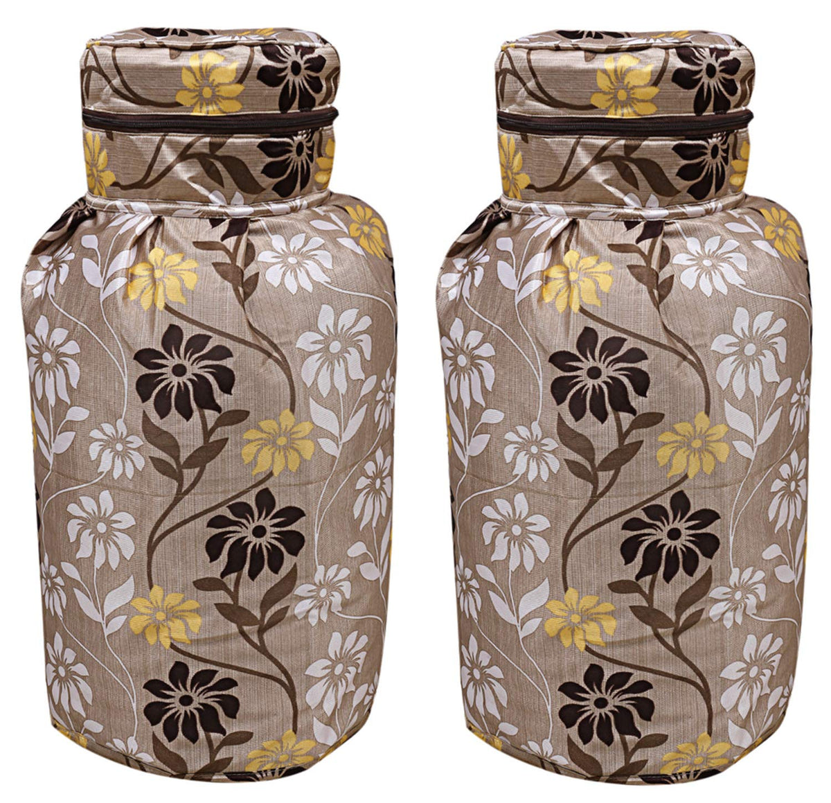 Kuber Industries Cotton 2 Pieces Cylinder Cover (Gold, Standard) -CTKTC6913
