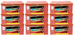 Kuber Industries Leheriya Design 9 Piece Non Woven Saree Cover, Large, Orange - CTKTC15190