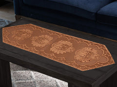 Kuber Industries Floral Design Velvet Dining Table Runner CTKTC13813 (Dark Brown, Standard)