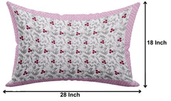 Kuber Industries Floral Design Premium Cotton Pillow Covers, 18 x 28 inch, Set of 2 (Pink)