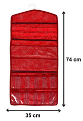 Kuber Industries Ambrose 18 Small Pockets & 3 Large Zipper Pockets Hanging Jewellery Organizer With Plastic Hanger (Maroon)-HS_38_KUBMART21148
