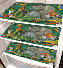 Kuber Industries Cartoon Design 3 Pieces PVC Refrigerator/Fridge Multipurpose Drawer Mat (Green)-CTKTC32944
