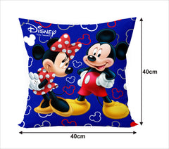 Kuber Industries Disney Printed Microfiber Filled Floor Cushion, Decorative Throw Pillow, Home Decor Pillow, Sofa/Bed Cushion,16"x16"(Blue & Cream)-Pack of 4-KUBMART15910, Standard