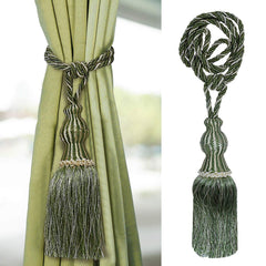 Kuber Industries Polyester 2 Pieces Curtain Tie Back Tassel Set (Green) - CTKTC045842