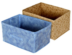 Kuber Industries Laheriya Metalic Print Flodable Storage Box For Toys|Storage Box For Clothes|Drawer Storage and Cloth Organizer|Closet Organizer For Wardrobe (Blue & Beige)