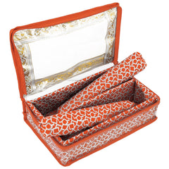 Heart Home Multipurpose Feather Design Laminated 2 Rod Bangle Box/Organizer/Case With Tranasparent Top - Pack of 2 (Orange)-47HH0151