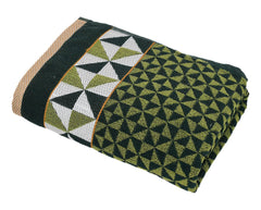 Heart Home Multiuses Tringle Printed Soft Cotton Bath Towel, 30"x60" - Pack of 3 (Green)