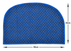 Heart Home D Shape Indoor Outdoor Anti-Slip Rubber Door Mat, 21"x14"- Pack of 2 (Blue)-47HH01284