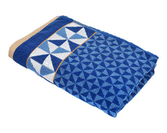 Heart Home Multiuses Tringle Printed Soft Cotton Bath Towel, 30"x60" - Pack of 4 (Blue)