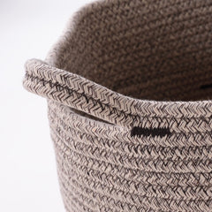 Kuber Industries Cotton Woven Storage Basket With Handle|Shelf Basket Hamper|Organizer for Toys, Socks, Cosmetic|Capacity 22 L|BEIGE|