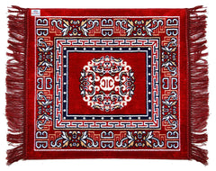 Heart Home Rangoli Design Velvet Square Pooja Mat/Aasan/Meditation Mat/Prayer Mat- Pack of 4 (Maroon)