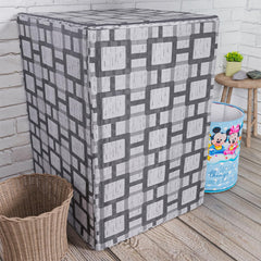 Heart Home Washing Machine Cover | Big Check Washing Machine Cover | Soft PVC | Top Load Fully-Automatic Washing Machine Cover | Gray