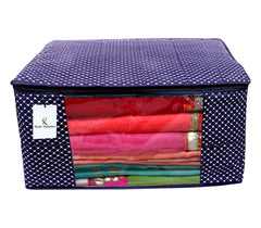 Kuber Industries Hathkadi 9 Piece Cotton Saree Cover, Blue