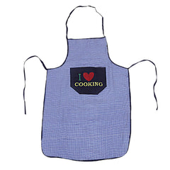 Kuber Industries Checkered Design Cotton Waterproof Apron with Front Pocket (Blue), CTKTC013716