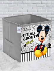 Heart Home Disney Mickey Print Non Woven Fabric Foldable Storage Cube For Toy,Books,Shoes Storage Box With Handle,Extra Large (Grey)-HHEART16128