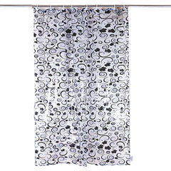 Heart Home PVC Waterproof Spiral Print Shower Curtain for Bathroom with 8 Ring,7 Feet (Black)