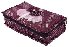 Heart Home Cotton Dot Printed Jewellery Pouch Cum Makeup Organiser Kit (Purple)-HHEART15428