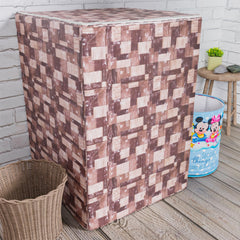 Heart Home Washing Machine Cover | Brick New Check Design Washing Machine Cover | PVC Top Load Fully-Automatic Washing Machine Cover | Brown