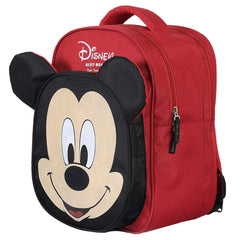 Kuber Industries Polyester Waterproof & Lightweight Disney Mickey Mouse Face Design Backpack|Sturdy School Bag For Kids,15 Inch (Red & Black)