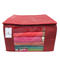 Kuber Industries Cotton 3 Pieces Three Layer Quilted Extra Large Saree Cover (Maroon, Blue & Pink)-CTLTC15122