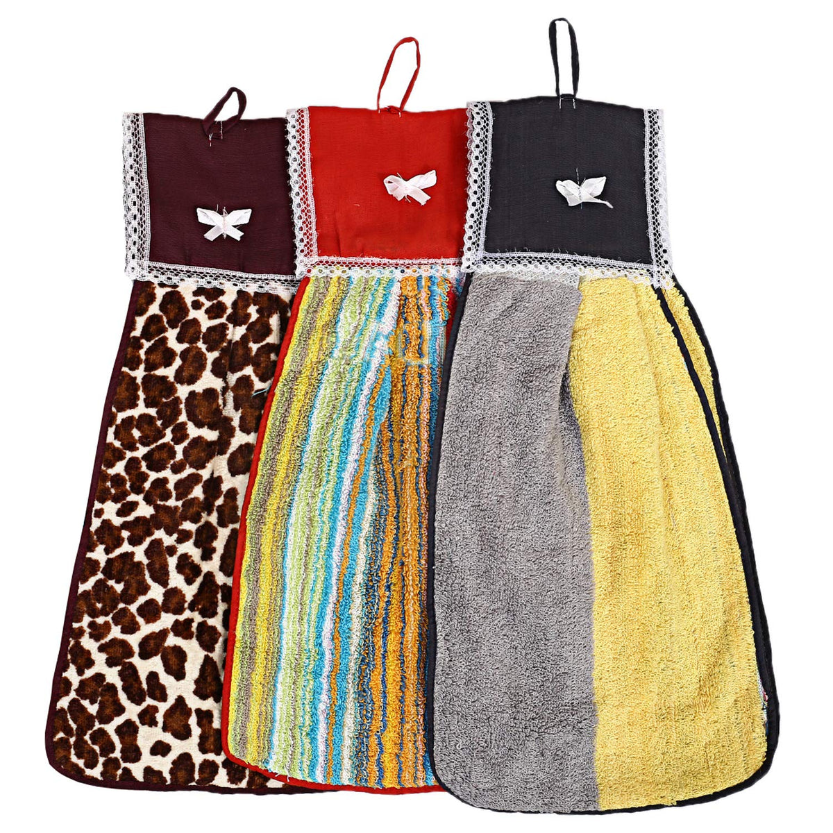 Kuber Industries Printed Design 3 Piece 144 GSM Cotton Washbasin Napkin Towel Set - Multicolour
