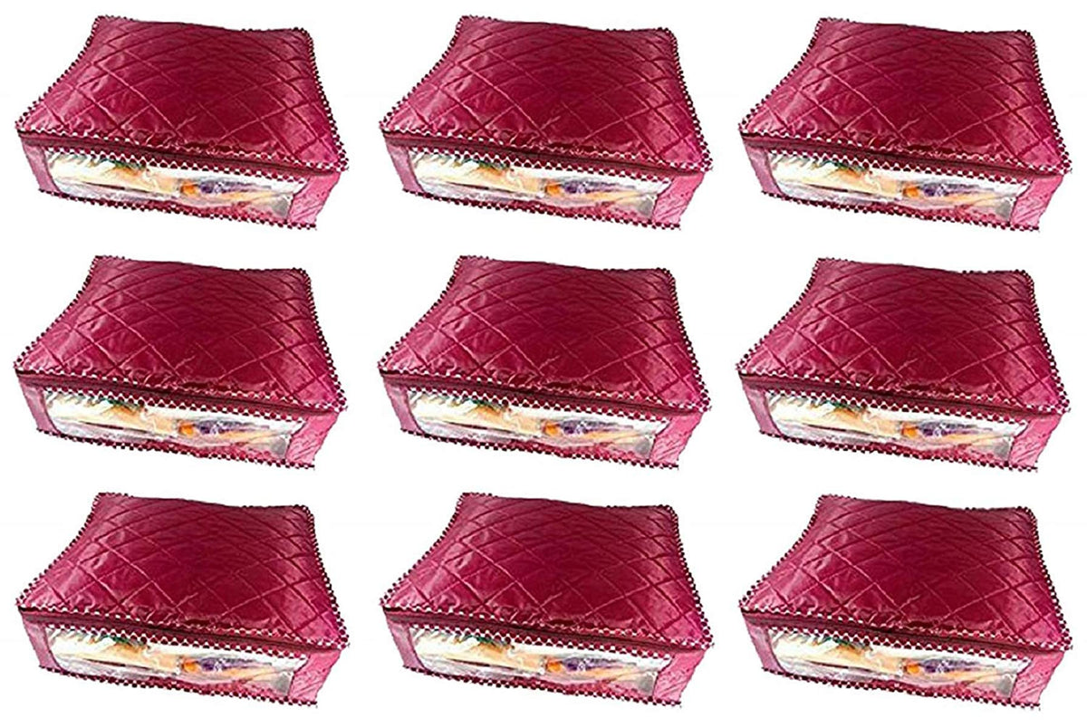 Kuber Industries 9 Piece Rexine Saree Cover Set, Maroon