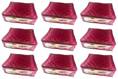 Kuber Industries 9 Piece Rexine Saree Cover Set, Maroon
