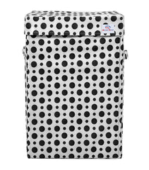 Heart Home Dot Printed Non-Woven Laundry Basket, Clothes Hamper For Laundry Closet, Bedroom, Bathroom With Lid & Handles- Pack of 2 (White & Black)-44HH0204