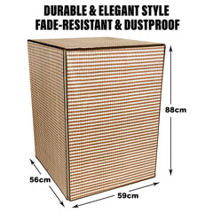 Heart Home Washing Machine Cover | Mini Check Print Washing Machine Cover | Soft PVC | Front Load Washing Machine Cover | Brown