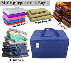 Kuber Industries CTKTC6601 Rexine Jumbo Underbed Moisture Proof Storage Bag with Zipper Closure and Handle (Royal Blue, 48 cm x 60 cm x 36 cm)