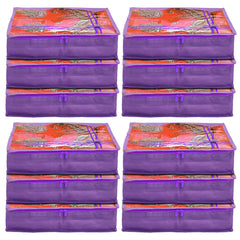 Heart Home Non-Woven Single Saree Cover With Tranasparent Top- Pack of 12 (Purple)-44HH0343