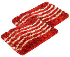 Heart Home Designer Multiuses Home Décor Non-Slip Velvet Door Mat- Pack of 2 (Red)-50HH01083