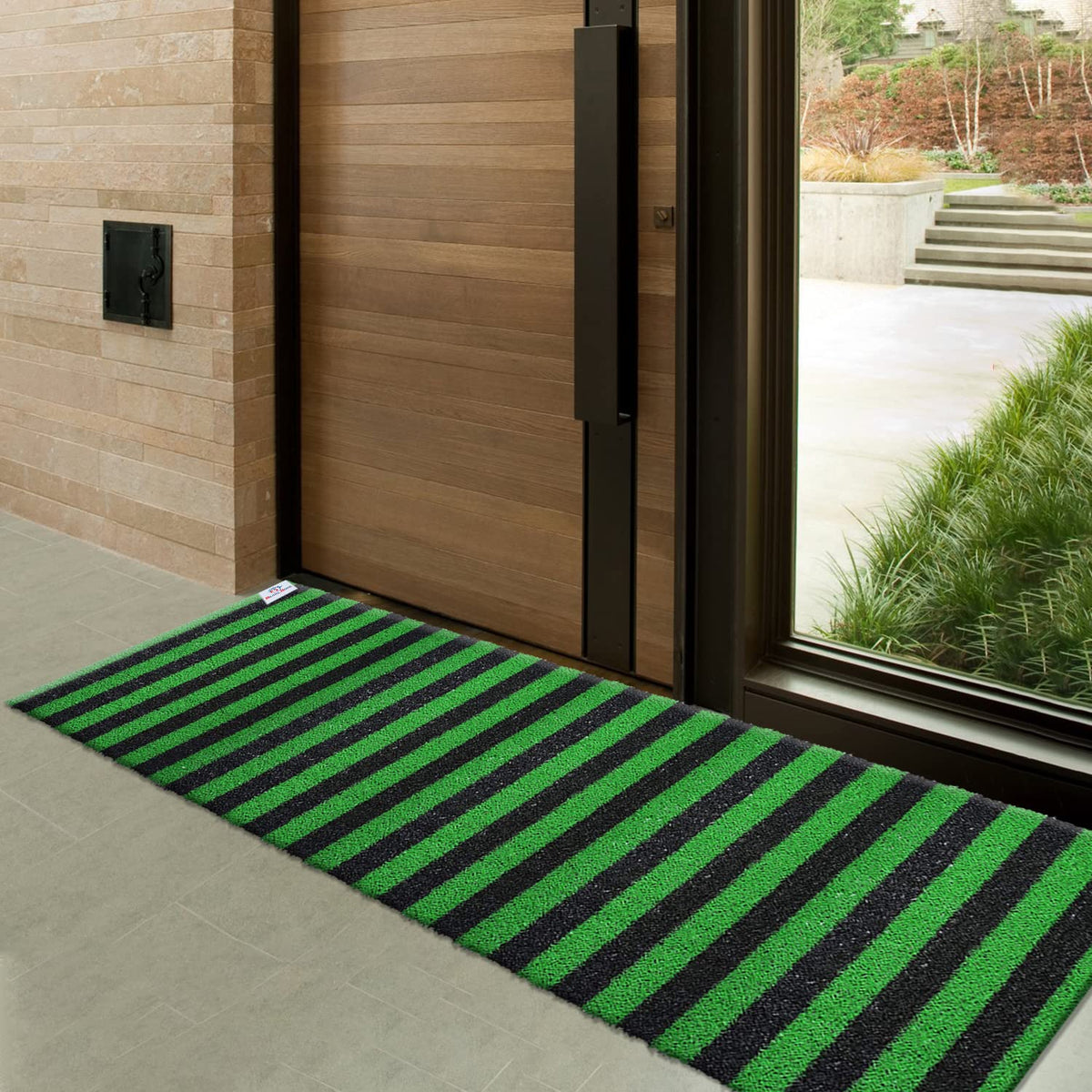 Heart Home Rubber Strips Design Door Mat for Porch/Kitchen/Bathroom/Laundry Room, 24"x72" (Green) 54HH4006.