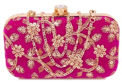 Kuber Industries Evening Bag for Women Wedding Party Clutch Handbag Crossbody Chain Shoulder Clutch Purse (Pink)-KUBMART11859
