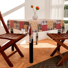 Heart Home Square Table Cover for 4 Seater|PVC Waterproof Square Pattern Tablecloth Indoor & Outdoor|48x48 Inch (Multicolor)