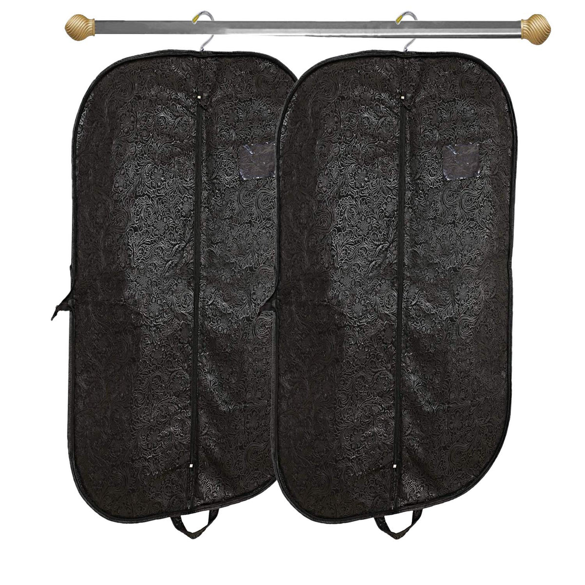 Kuber Industries Embossed Design 2 Pieces Half Transparent Non Woven Men's Coat Blazer Cover (Black) -CTKTC43444