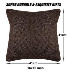 Kuber Industries Cushion Cover | Sofa Cushion Covers | Square Cushion Covers | Jute Cushion Covers | Couch Cushion Covers | Set of 5 | 16 Inch | Brown