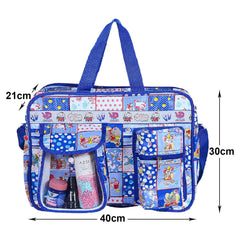 Heart Home PVC Multiuses Teddy Print Mothers Bag/Diapers Bag With Handle For Traveling, storing (Blue) 52HH4012
