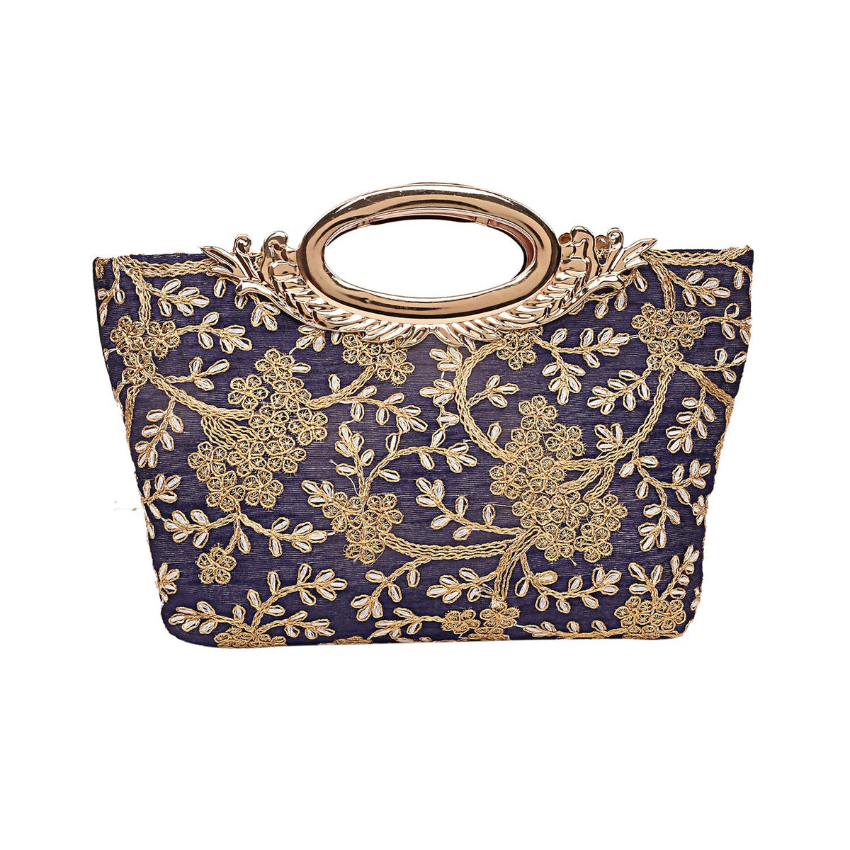 Kuber Industries Silk Clutch Ladies Handbag (Blue),CTKTLUG936