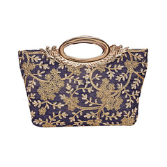 Kuber Industries Silk Clutch Ladies Handbag (Blue),CTKTLUG936