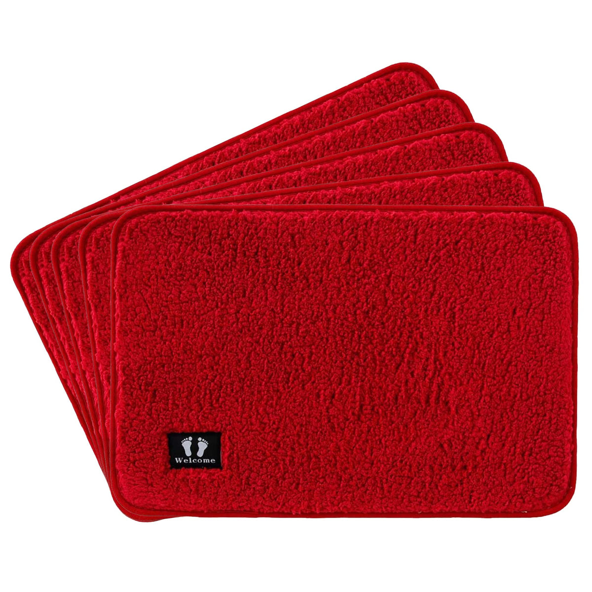 Kuber Industries Floor |Stylish Door Mat|Durable & Easy to Maintain|Multi-Utility Floor for Living Room,Bedroom,Bathroom,Kitchen,Entrances|40 x 60 cm,Red, Pack of 5