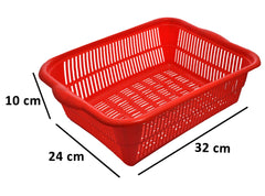Heart Home Plastic 2 Pieces Kitchen Small Size Dish Rack Drainer Vegetables and Fruits Washing Basket Dish Rack Multipurpose Organizers (Green & Red)- HEART3638