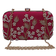 Kuber Industries Velvet 1 Piece Women’s Clutch Purse (Pink) -CTKTC7203