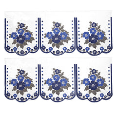 Kuber Industries Flower Cotton 6 Piece 5 Seater Sofa Cover Set (White and Blue) - CTKTC022269