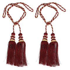 Kuber Industries Polyester 2 Pieces Curtain Tie Back Tassel Set (Maroon) CTKTC33500