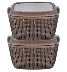 Heart Home Multipurposes Small M 25 Plastic Basket, Organizer For Kitchen, Countertops, Cabinets, Bathroom With Lids- Pack of 6 (Brown) -46HH044